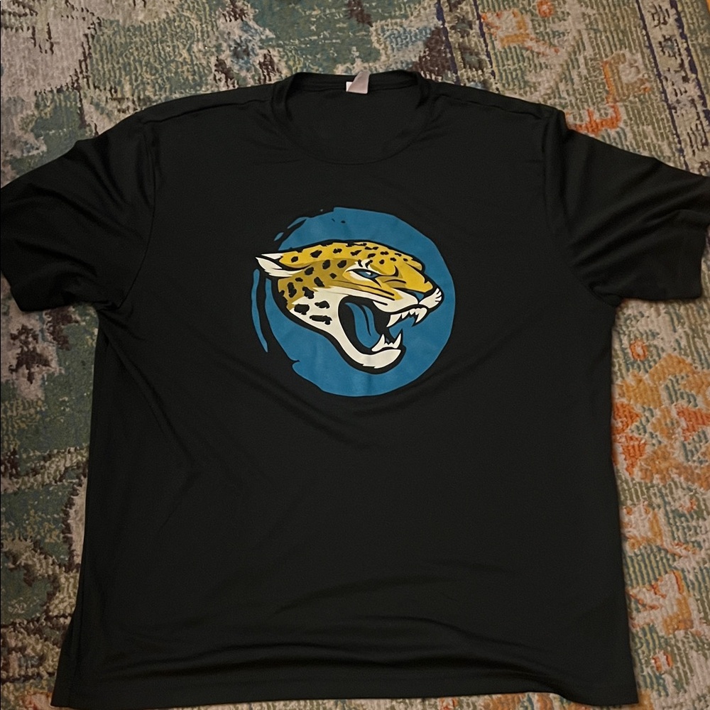 Black T-Shirt with Jacksonville Jaguar Logo soft polyester material